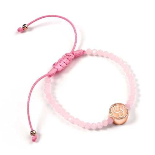 Wicked Glinda - Braccialetto Dell'Amicizia Regolabile In Quarzo Rosa Con Iniziale G, Colore: Rosa, Misura Unica, Lega Di Zinco: 93% Zinco + 3% Rame +