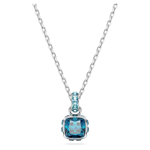 Swarovski Pendente Birthstone, Taglio Squadrato, Dicembre, Blu, Placcato Rodio