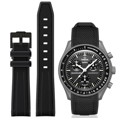 Bonace Cinturino Per Swatch Omega, Cinturino Curvo In Silicone Compatibile Con Orologio Omega X Swatch 20 Mm, Omega Swatch Moonswatch Speedmaster, Cin