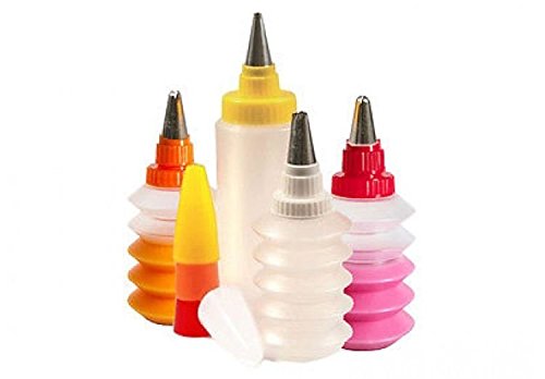 Set 5 Bottigliette + Beccucci Per Decorazione Biscotti E Dolci