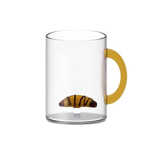 Wd Lifestyle - Tazza In Vetro Borosilicato 420Ml Con Manico Colorato E Decorazione Brioches