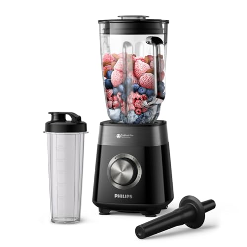 Frullatore Philips Serie 5000 - Motore Da 1200 W. Tecnologia Problend Plus. Bicchiere Blend-And-Go. Parti Lavabili In Lavastoviglie. Capacità 2L. Nero