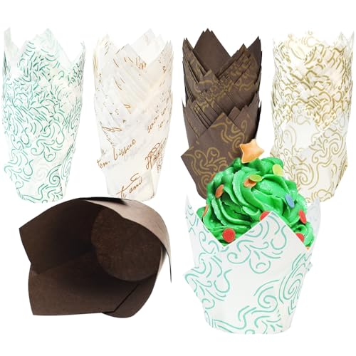 Pirottini Di Carta Per Muffin, 200 Pezzi Pirottini Muffin Tulipano, Pirottini Per Cupcake Tulipani, Carta Antiaderente Muffin, Carta Per Cupcakes Per