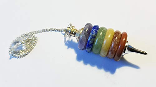 Pendolo Con Dischi Dei 7 Chakra, Pietre Dei 7 Chakra