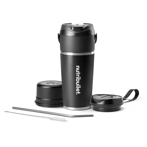 Nutribullet Flip, Frullatore Portatile Con Tazza Isolante Da 590Ml, Mantenimento Freddo Per 24H, Frulla Il Ghiaccio, Inclusi Coperchio E Cannuccia, Ri