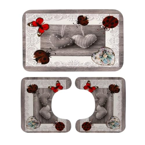 Caritex Set 3 Pz Tappetini Da Bagno Butterfly In Memory Foam W780