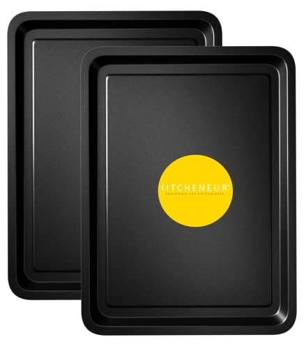 Kitcheneur® - Set Di 2 Teglie Da Forno Essentials, 32 Cm, Facile Da Pulire, Teglia Antiaderente, Set Di Teglie Da Forno, Lavabili In Lavastoviglie E F