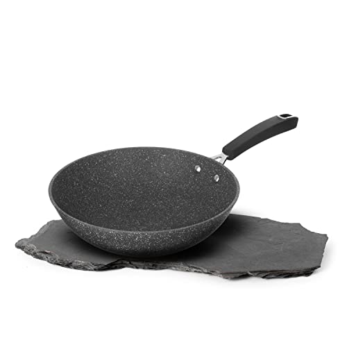 Kasanova Wok Antiaderente 28 Cm, Padella Per Induzione E Tutti I Piani Cottura New Petra Dark
