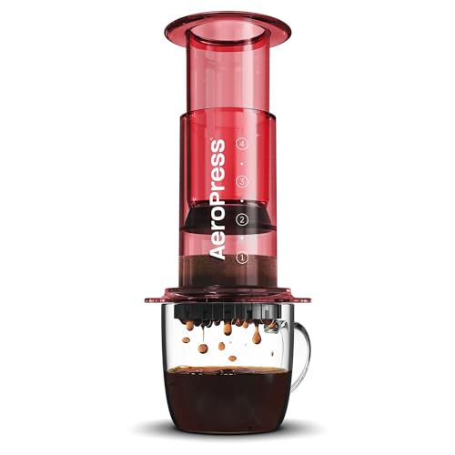 Aeropress Clear Rossa – Macchina Per Caffè 3 In 1: Combina French Press, Pour-Over Ed Espresso – Caffè Corposo Senza Amarezza – Piccola Caffettiera Po