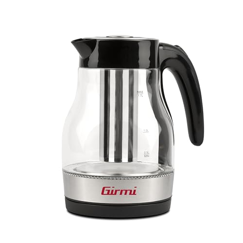 Girmi Bl51 Bollitore E Tisaniera, 2200 W, Capacità 1,7 Litri, Caraffa Graduata In Vetro, Filtro Inox Per Tè E Tisane, Rotazione 360°, Interruttore Di