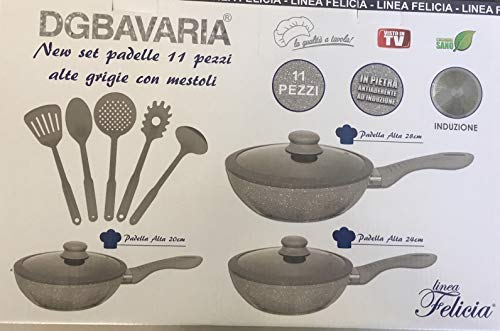 Dgbavaria Batteria Pentole Induzione In Pietra Antiaderente Con Mestoli Linea Felicia (11 Pezzi)