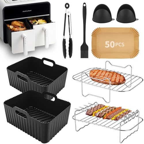 Set Di Accessori Per Friggitrici Ad Aria Calda Dual Zone Per Ninja Foodi Af300Eu, Af400Eu, Af451Eu, Innsky, Princess Dual Airfryer Accessori 7,6L-9,5L