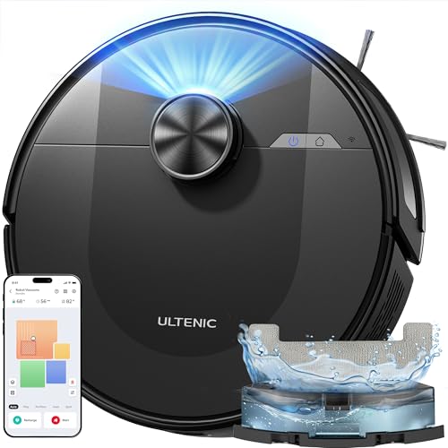 Ultenic D10 Robot Aspirapolvere Lavapavimenti Con Mappatura Lidar, 5000Pa, 120Min, Matrix Clean, Controllo App/Alexa/Siri/Ifttt - Ottimo Per Peli Di A