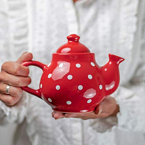 City To Cottage® Teiera Per Due Persone Per Tè E Tisane| Fatta A Mano In Ceramica | Fantasia A Pois Rosso E Bianco
