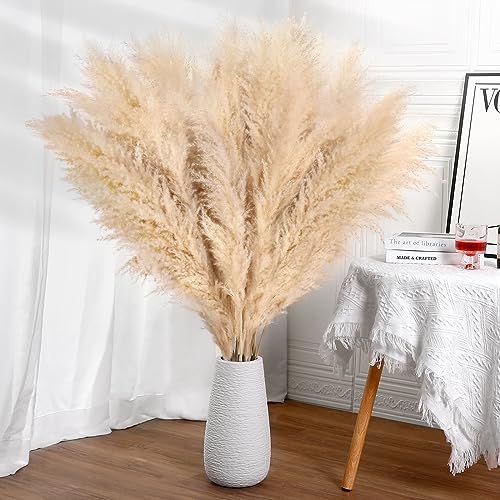 10 Pezzi Pampas Decorative - Datefun Fiori Secchi Decorativi 100 Cm - Piume Erba Della Pampas Naturali Per Matrimoni, Boho Decor, Home Decor