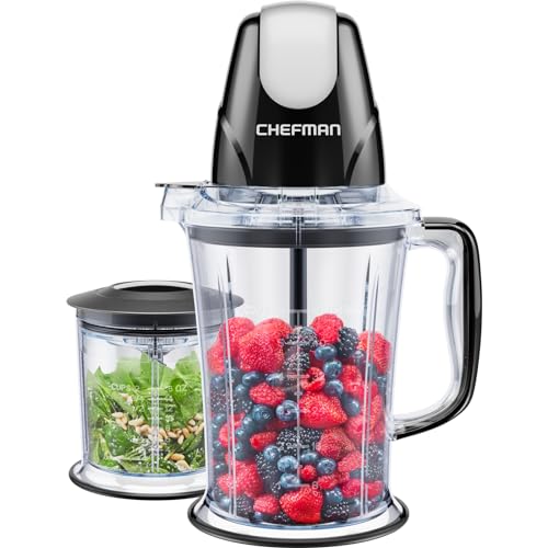 Chefman 2-In-1 Food Processor And Portable Blender With 400W Motor, 2-Tiered Blade System, Ice Crusher - Ideal For Smoothies, Purees, Chopped Vegetabl