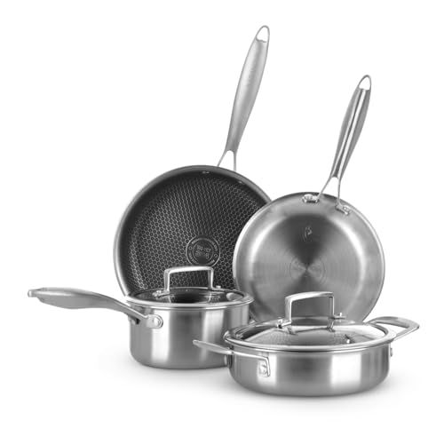 Kasanova Batteria Pentole Tri-Ply, Set Pentole E Padelle In Acciaio Inox Triplo Strato, Pentole Antiaderenti Induzione E Tutti I Piani Cottura, Forno