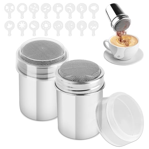 2 Pezzi Shaker Per Polvere In Acciaio Inossidabile Shaker,A Rete Shaker Per Cacao Shaker Con Coperchio Per Caffè Cappuccino Shaker ,Per Cioccolato,Spa