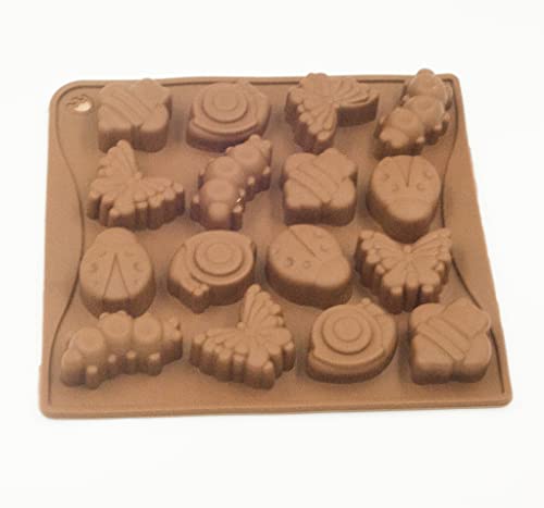 Selecto Bake Set Di Stampi In Silicone Con 16 Cavità, 1 Mini Farfalla, Lumaca, Coccinella, Ape, Cioccolato, Caramelle, Sapone, Pastello, Cera Fusa, Cu
