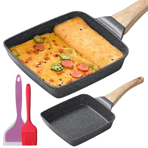 Lekefeto Padella Per Omelette Giapponese, Padella Tamagoyaki Con Spatola In Silicone E Pennello, Antiaderente Padella Rettangolare Per Frittate Giappo