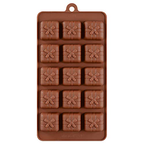 Selecto Bake Stampo In Silicone A Forma Di Scatola Regalo Con 15 Cavità Natalizie, Antiaderente, Per Decorazione Torte, Cioccolatini, Caramelle, Brown