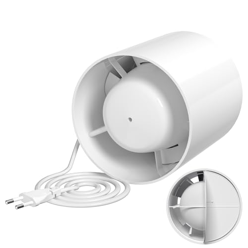 Milduall Aspiratore Da Bagno 100Mm, Ventilatore Da Condotto Aspiratore Bagno Ventilatore Di Estrazione Fumo 130M³/H 34Db Silenzioso, Estrattore Aria P