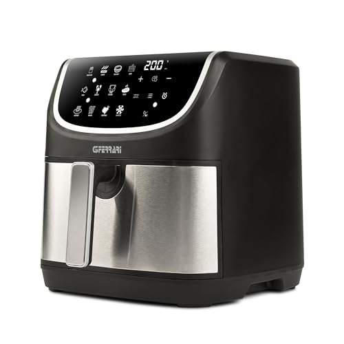 G3 Ferrari G10191 Friggitrice Ad Aria "Friggisano 8L Grill", 2200W, 8 Litri, 12 Programmi, Doppia Resistenza, Multifunzione, Barbecue Smokeless, Forno
