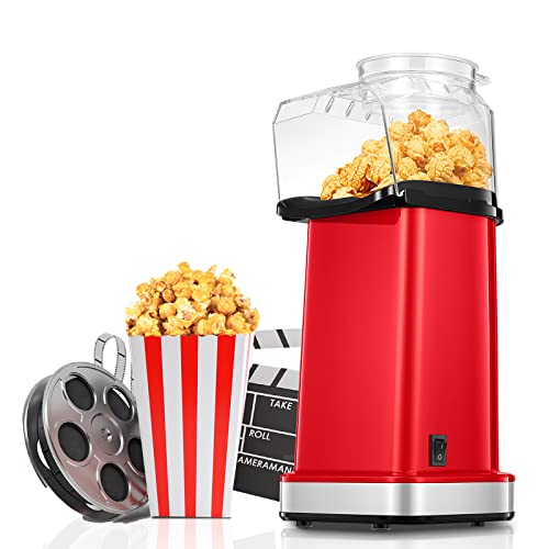 Fohere Macchina Popcorn, 1400W Macchina Per Popcorn, Pop Corn Macchina, Si Apre In 2 Minuti, 17 Tazze, Rivestimento Antiaderente In Alluminio, Snack S