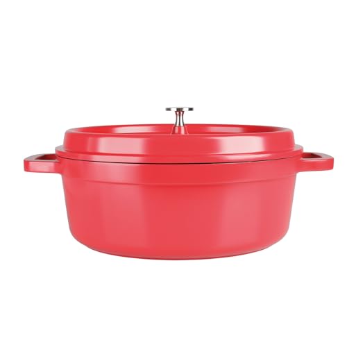 Sitram 712901 - Casseruola Ovale In Alluminio Pressofuso, 7,2 Litri, Esterno Rosso E Interno Nero, Tutte Le Fonti Di Calore Inclusa Induzione