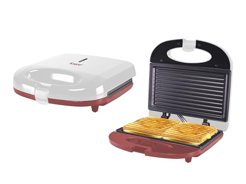 Beper P101Tos010 Tostiera Elettrica, 750W, Griglia Elettrica, Piastra Antiaderente, Impugnatura Termoisolante, Piedini Antiscivolo E Avvolgicavo, Bian