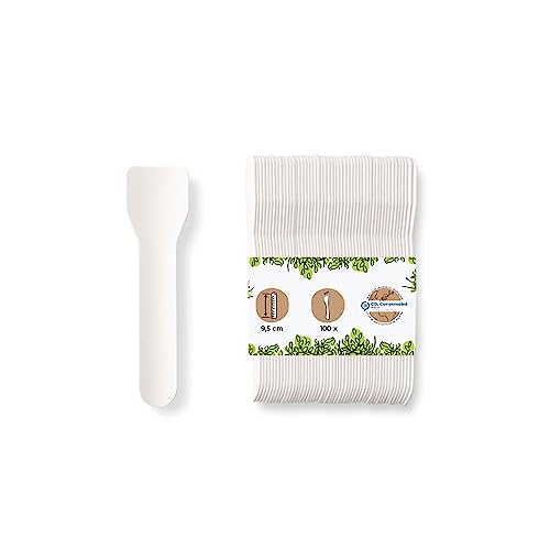 Greenbox 100 Porzionatori Di Gelato Ecologici I Picchetti Di Ghiaccio Di Carta Bianca I Cucchiai Di Gelato Biodegradabili I Cucchiaio Di Carta Usa E G