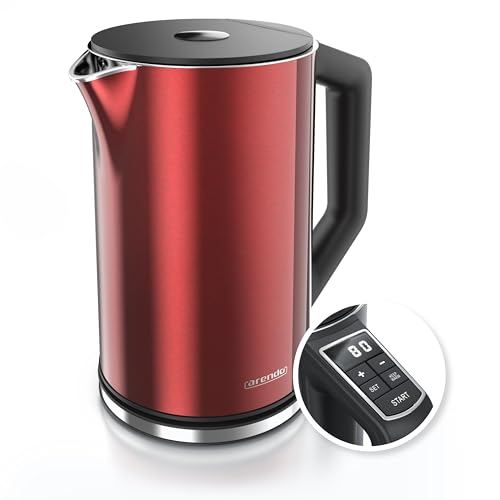 Arendo - Bollitore In Acciaio Inox Con Regolazione Della Temperatura 40-100 Gradi In Incrementi 5 - Design A Doppia Parete - Modello Elegant - 1,5 Lit