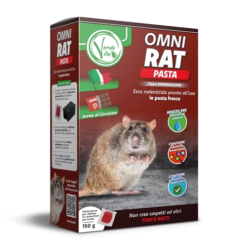 Verdevita Veleno Per Topi Potente In Pasta Fresca, Esca Topicida Pronta All'Uso, Aroma Al Cioccolato Ad Alto Potere Attrattivo, Per Topi E Ratti Di Og