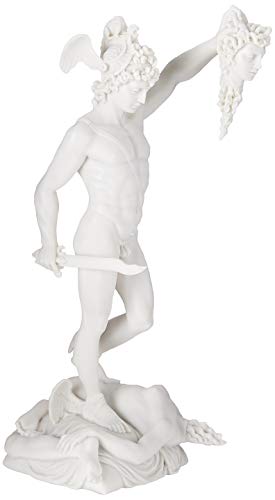 Design Toscano Wu72918 Legato Statua In Marmo Perseo Decapitazione Di Medusa, Bianco