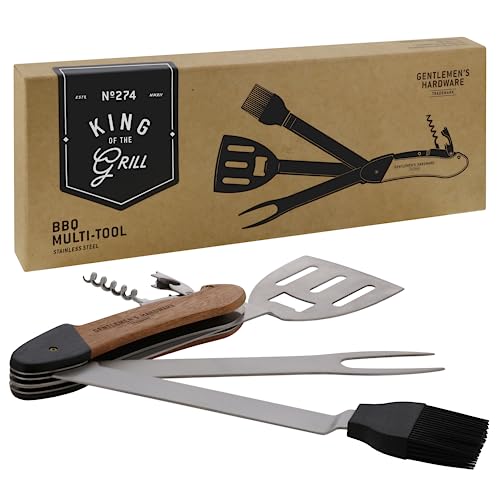 Gentlemen'S Hardware Attrezzo Multiuso Per Barbecue, Include: Spatola, Forchetta, Apribottiglie E Cavatappi, Il Compagno Perfetto Per Grigliare In Leg