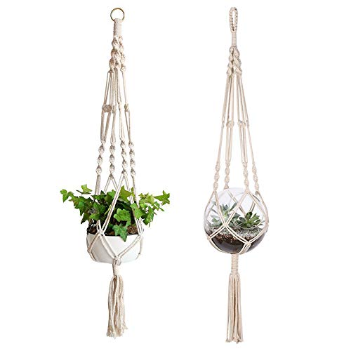 Nuluxi Macrame Canapa Plant Hangers Canapa Plant Hangers Piante Sospese Plant Hangers Per Piante Appendiabiti Per Piante Nero Indoor Outdoor Home Giar