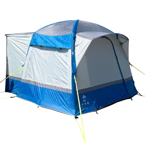 Olpro Uno Breeze - Tenda Gonfiabile Per Camper, 3,3 M X 2,2 M, Colore: Blu E Grigio, Cucita Nel Terreno, Autoportante, Tenda, Trave D'Aria, Per Veicol