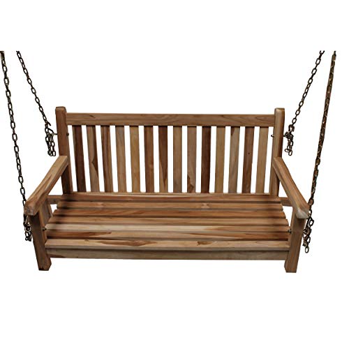 Ambientehome, Panchina A Dondolo Sospesa In Legno Di Teak, Circa 100 Cm
