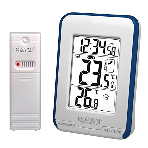 La Crosse Technology - Ws6810Whi, Stazione Con Temperatura Interna/Esterna, 10,6 X 7,6 X 4 Cm, Colore: Bianco/Blu