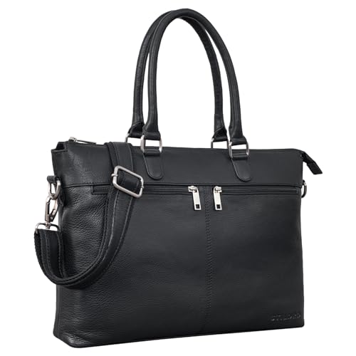 Stilord 'Bailey' Borsa Per Laptop Business In Pelle Da 15 Pollici Grande Lavoro Ufficio Riunione Vintage Borsa A Tracolla Trolley Attaccabile, Colore: