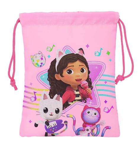 Gabby'S Dollhouse Party – Sacchetto Per Spuntino Da Pranzo, Con Porta Cibo, Qualità E Massima Resistenza, 20 X 25 Cm, Colore Rosa Chiaro, Rosa Chiaro,