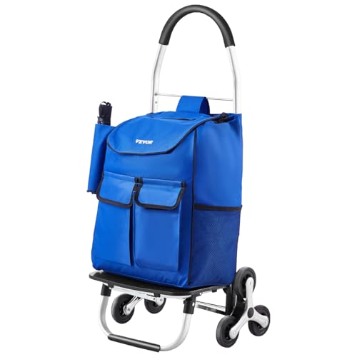 Vevor Carrello Saliscale, Carrello Spesa Pieghevole 36L, Carrello Lavanderia, Carrello Saliscale Con 6 Ruote E Borsa In Tessuto Oxford, Carrello Piegh