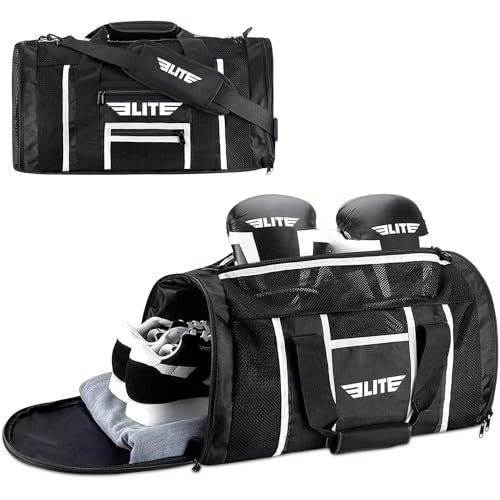 Elite Sports Borsone Da Boxe Per Mma, Bjj, Jiu Jitsu Gear, Borsone Da Palestra Atletica, Nero, L