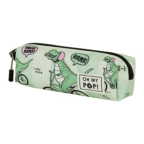 Oh My Pop! Dinorrr-Astuccio Quadrato Fan 2.0, Verde, 21 X 8 Cm
