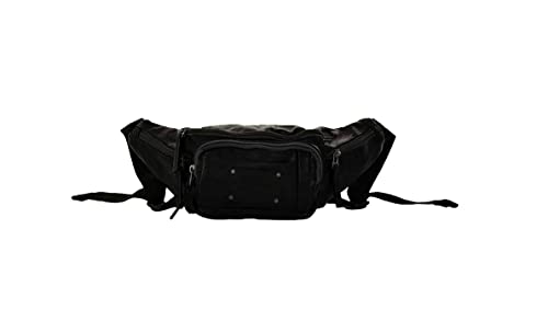 Avirex Marsupio In Eco Pelle, Marsupio Uomo Impermeabile Con Tasche A Zip In Stile Vintage, Collezione Buffalo Bfl18 (Nero)