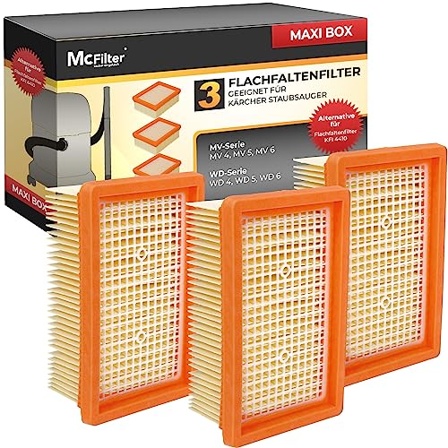 Mcfilter | 3 Filtri Adatti Per Kärcher Wd4, Wd5, Wd6, Mv4, Mv5, Mv6, 2.863-005.0 | Kfi 4410 | Filtro Pieghettato Piatto Per Aspiraliquidi Wd/Mv 4 5 6