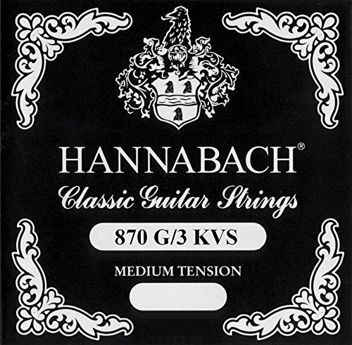 Hannabach Corde Per Chitarra Classica G3/Sol3 Nylon, Rivestimento Rame/Argento, Medium Tension