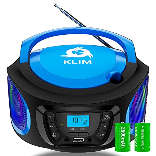 Klim Boombox – Radio Stereo Portatile Fm, Lettore Cd, Bluetooth, Mp3, Usb, Aux + Batterie Ricaricabili Incluse + Connessione Aux E Wireless + Compatto