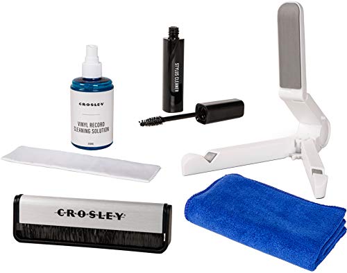 Crosley Ac1024A - Kit Di Pulizia 5 In 1 Per Dischi Con Spazzola In Fibra Di Carbonio, Panno In Microfibra, Detergente Per Pennino, Soluzione Per La Pu
