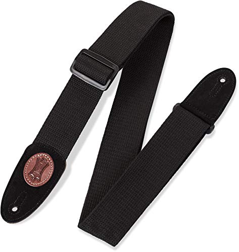 Levy'S Mssc8-Blk Tracolla Per Chitarra Cotton Signature Logo Suede Ends 2" - Black